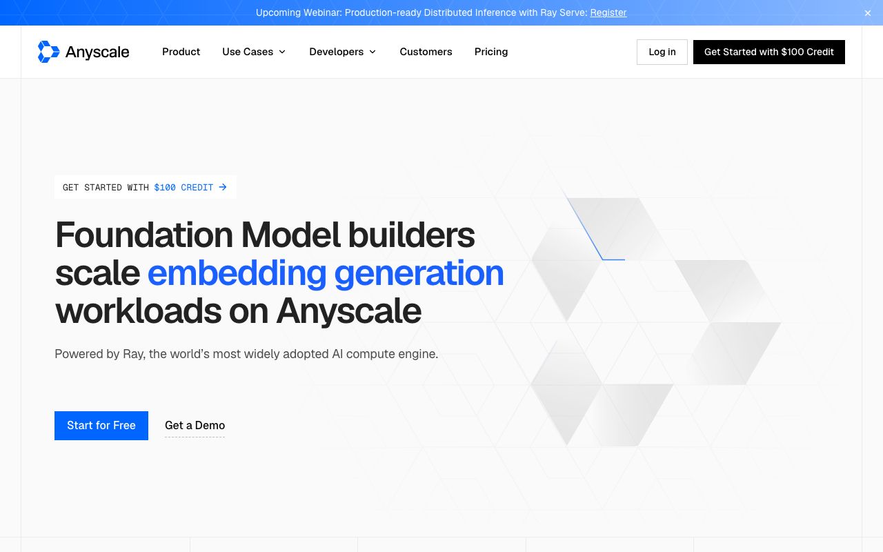 Anyscale homepage