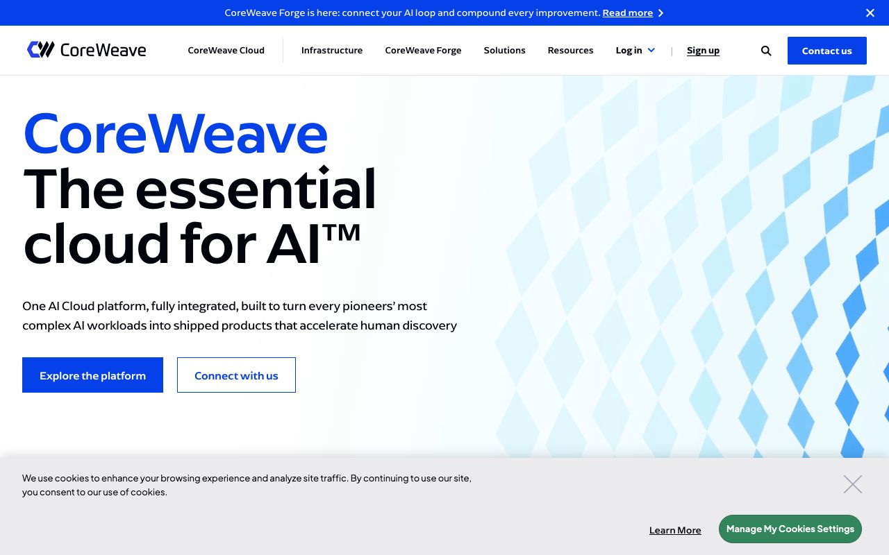 CoreWeave homepage