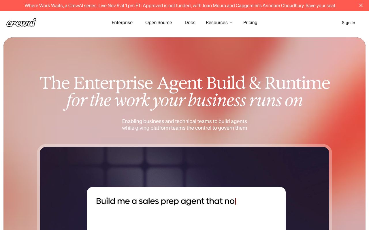 CrewAI homepage