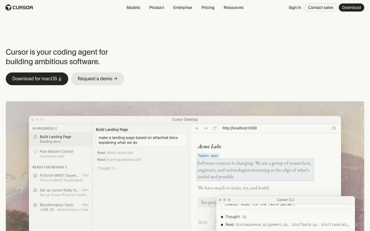 Cursor (Anysphere) homepage