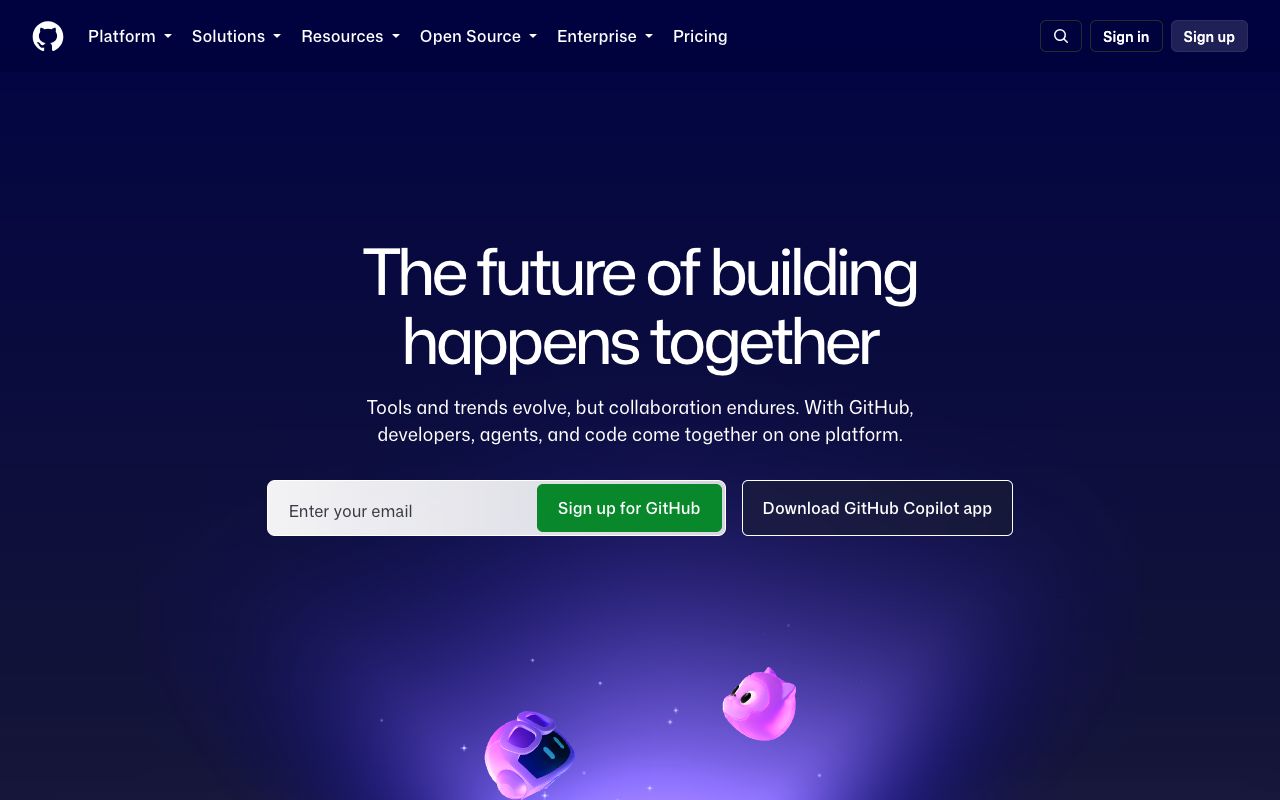 GitHub Copilot homepage