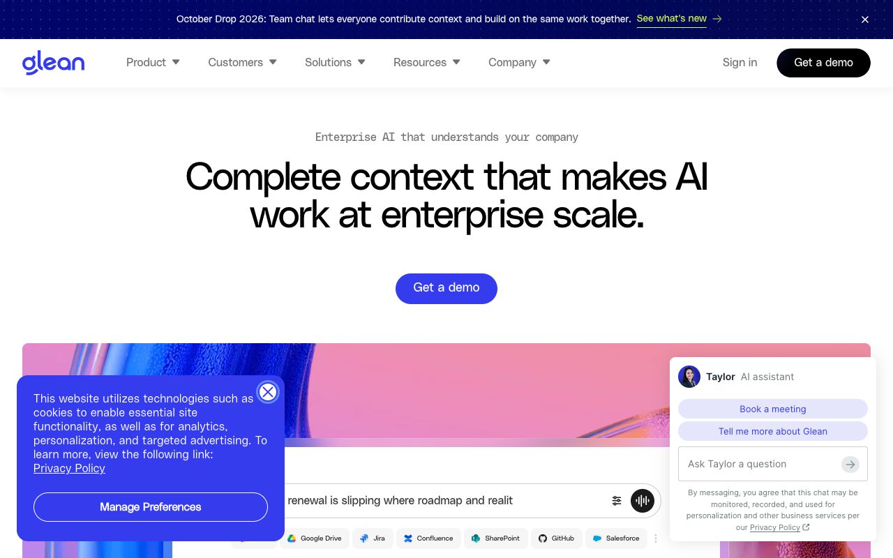 Glean homepage