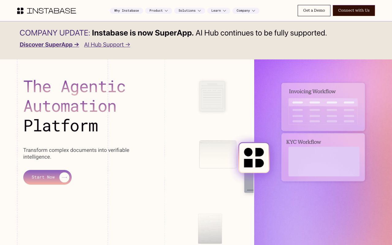Instabase homepage