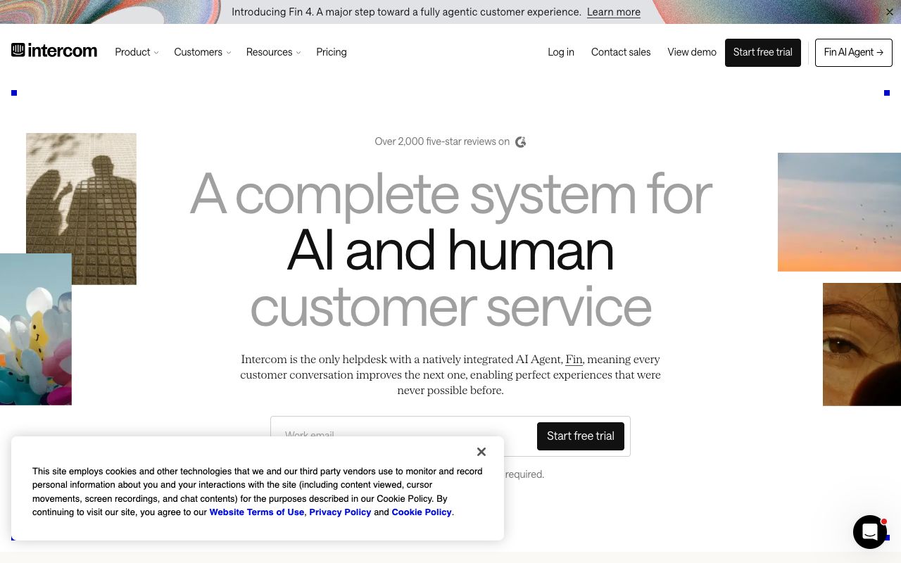 Intercom homepage