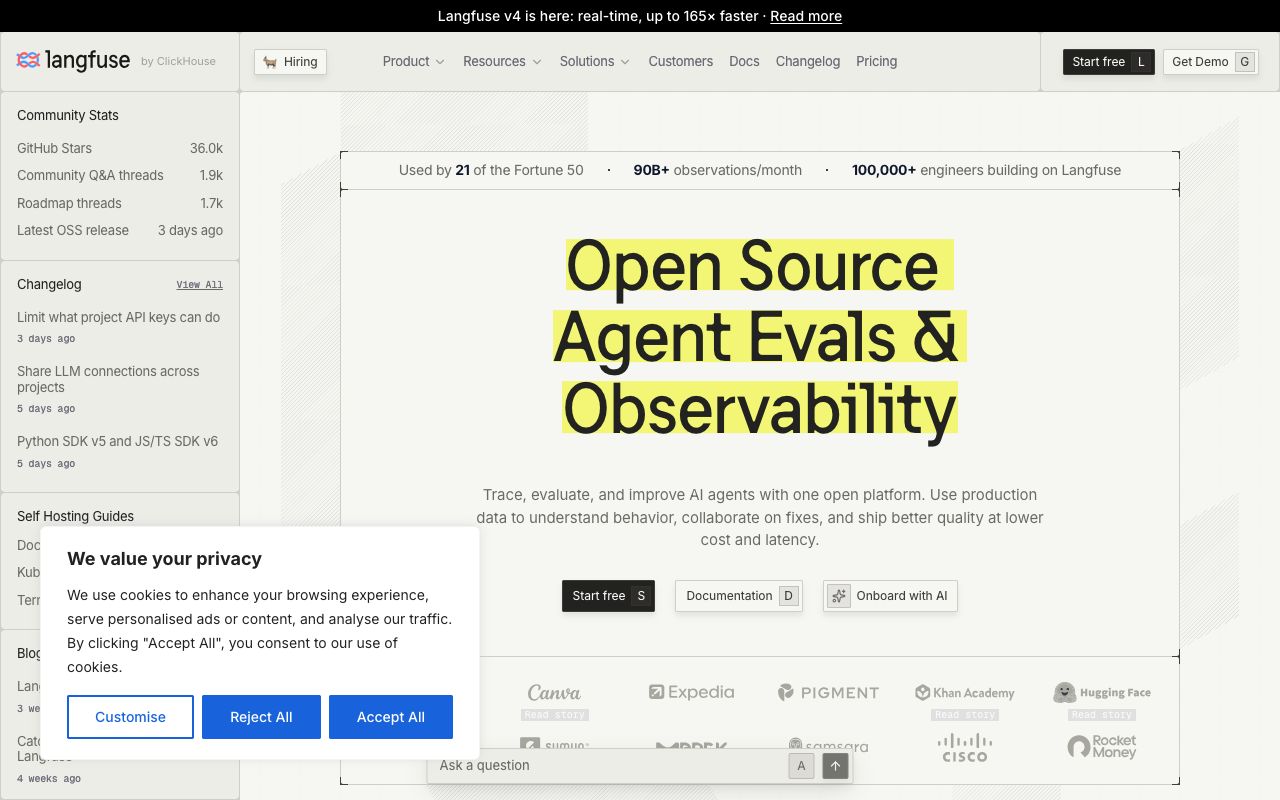 Langfuse homepage