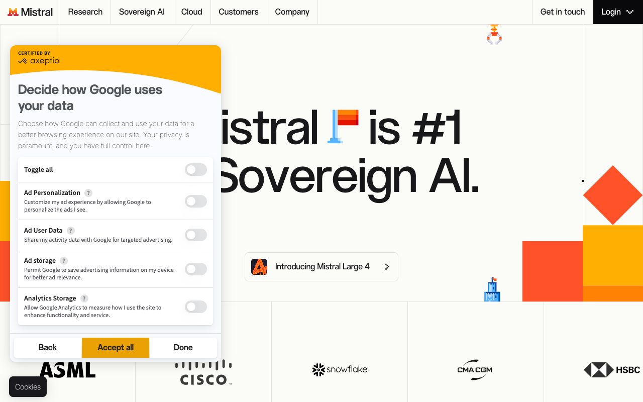 Mistral AI homepage
