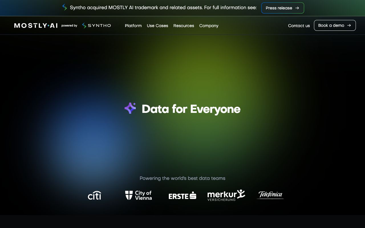 MOSTLY AI homepage