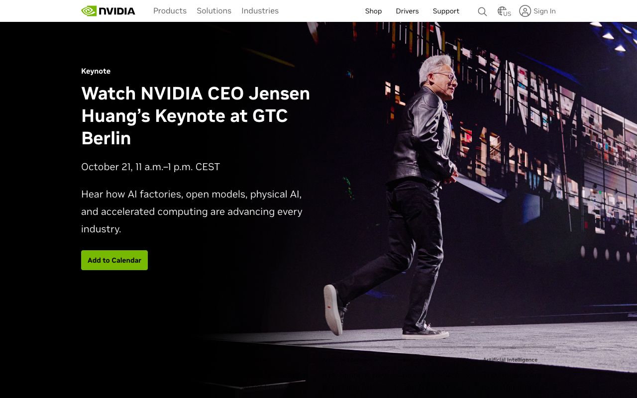 Nvidia homepage