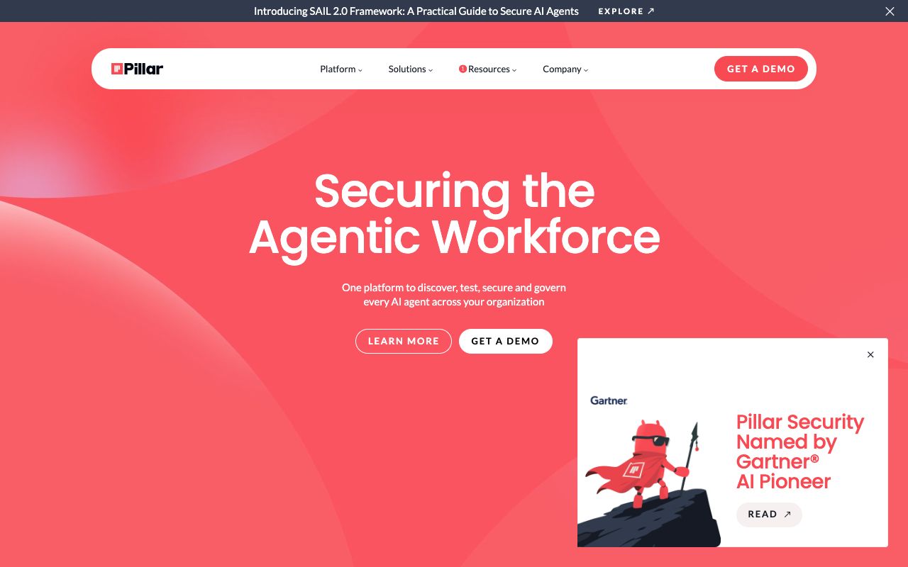 Pillar Security homepage