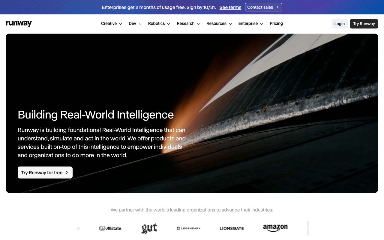 Runway homepage