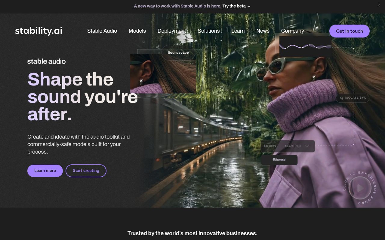 Stability AI homepage