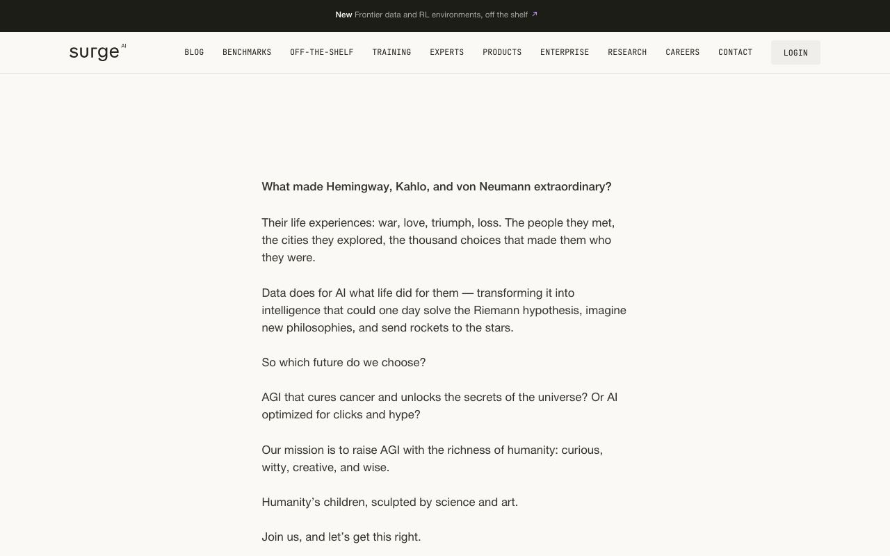 Surge AI homepage