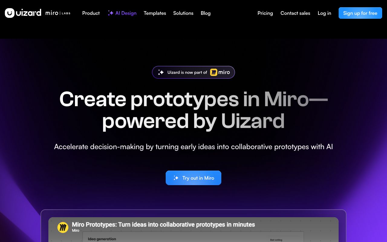 Uizard homepage