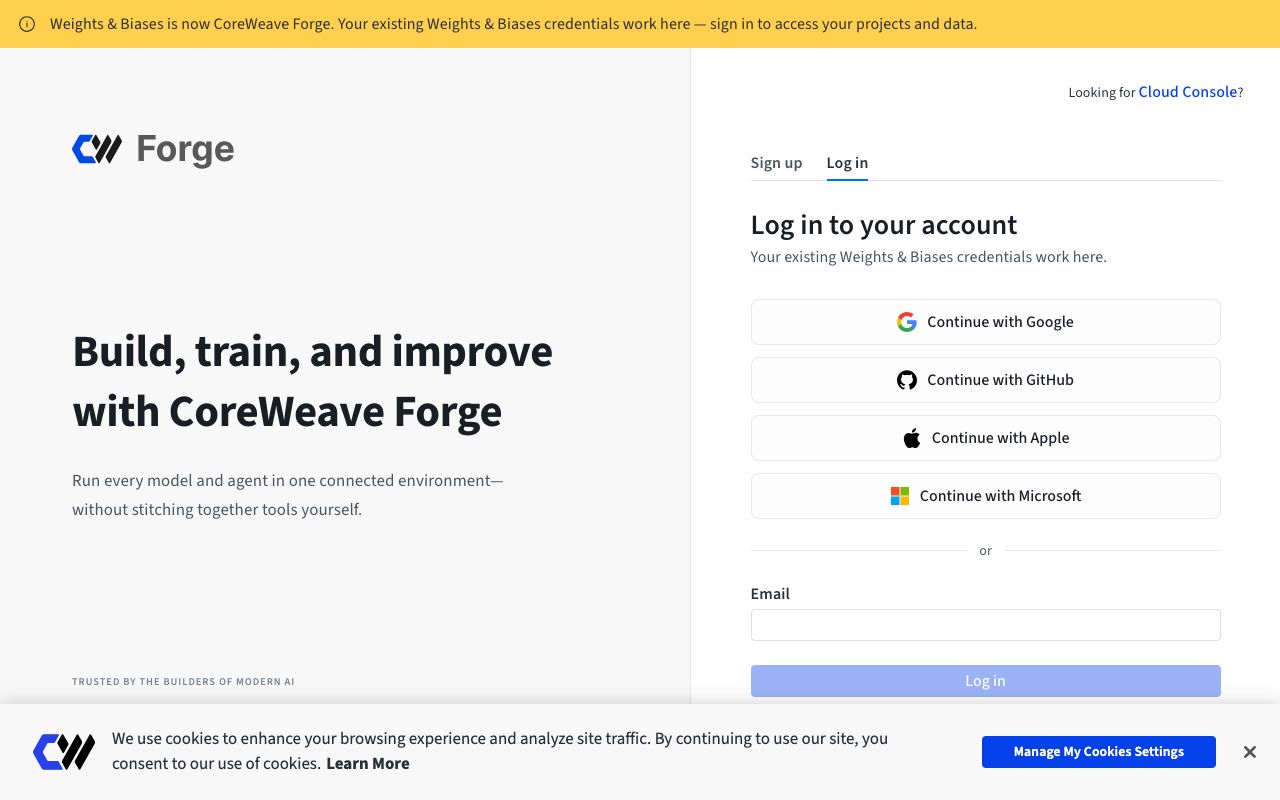 Weights & Biases homepage