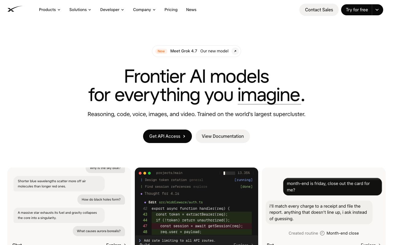 xAI homepage